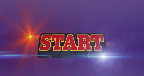 Glowing Start Button with Digital Light Effects