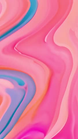 Looping vertical abstract swirl animating pink and blue fluid digital background