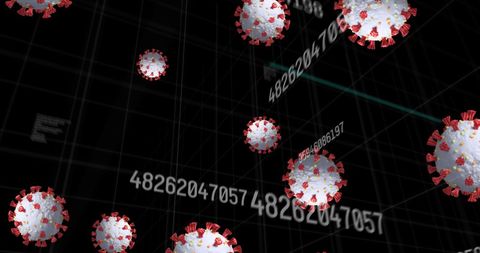 Floating COVID-19 Cells with Digital Data Overlay - Download Free Stock Images Pikwizard.com