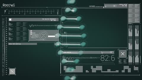 Futuristic Interface Showing DNA and Data Analysis