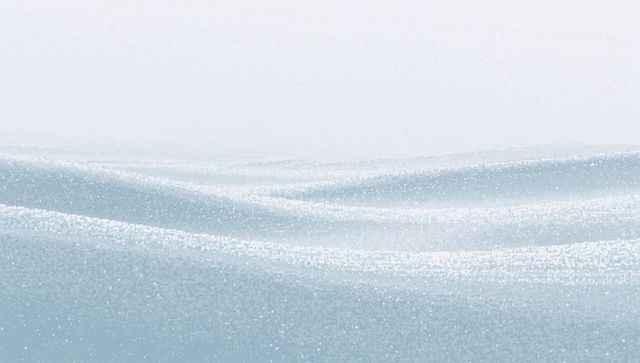 Misty pale-blue arctic ridges with shimmering frost texture and granular snow dunes