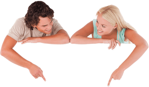 Couple Pointing at Blank Transparent Space - Download Free Stock Videos Pikwizard.com