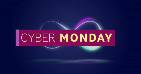 Cyber monday sales banner with neon lights