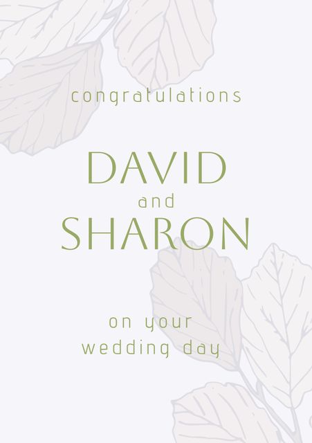 Elegant Wedding Congratulations Card with Delicate Leaves Pattern - Download Free Stock Templates Pikwizard.com