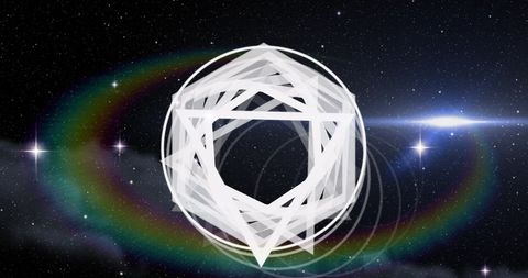 Geometric Shapes and Stars in Hypnotic Cosmic Glow