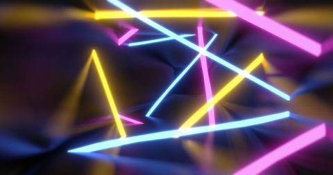 Dynamic Neon Light Lines on Black Background