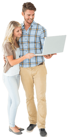 transparent view of couple using laptop with interested expressions - Download Free Stock Videos Pikwizard.com