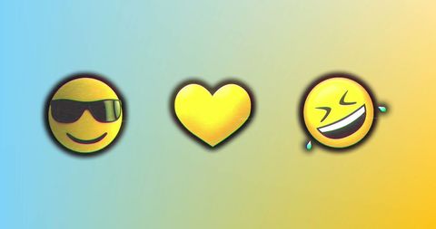 Vibrant emojis with colorful background gradient
