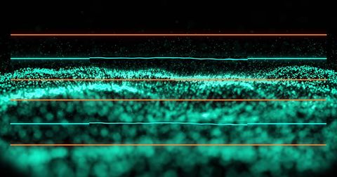 Futuristic Digital Grid with Green and Orange Lines