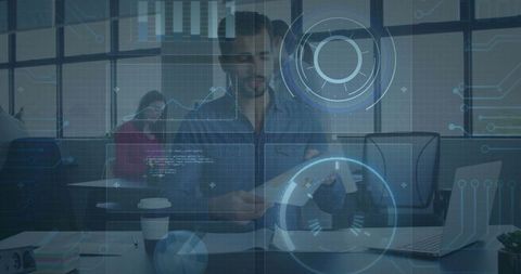 Business Professionals Engaging with Augmented Reality Technology