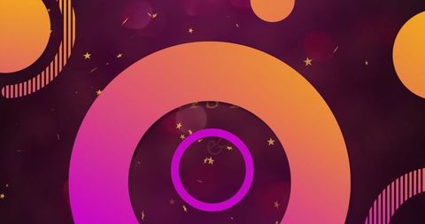 Abstract pulsating gradient rings with starry background