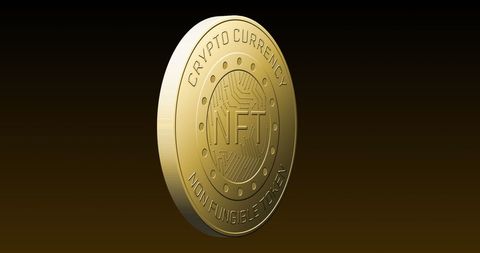 Spinning Golden NFT Coin on Minimalistic Background