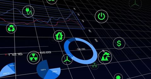 Digital Dashboard Showing Energy and Sustainability Analytics