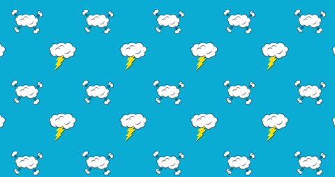 Seamless Cloud with Lightning Pattern on Blue Background