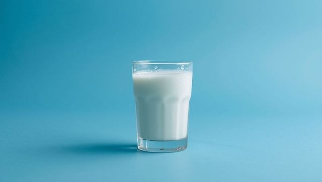 Glass of Milk on Light Blue Background Exemplifying Minimalism