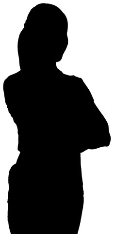 Confident woman standing with crossed arms transparent silhouette