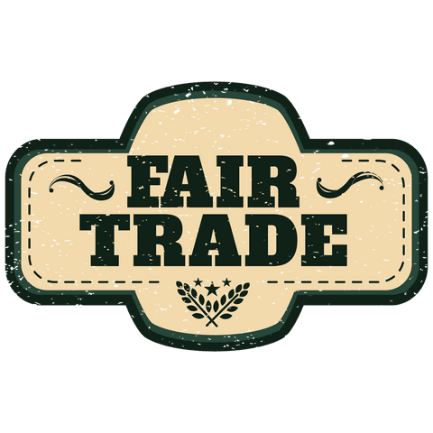Fair trade badge graphic on transparent background