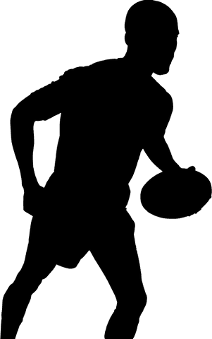Silhouette of male rugby player transparent background