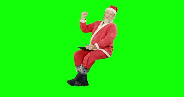 Santa Claus Celebrating Christmas Success on Green Screen - Download Free Stock Images Pikwizard.com