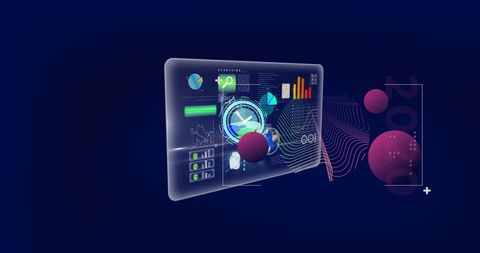 Futuristic Digital Interface with Holographic Graphs and Connectivity - Download Free Stock Images Pikwizard.com