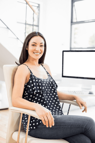Transparent Background Smiling Woman at Modern Workspace