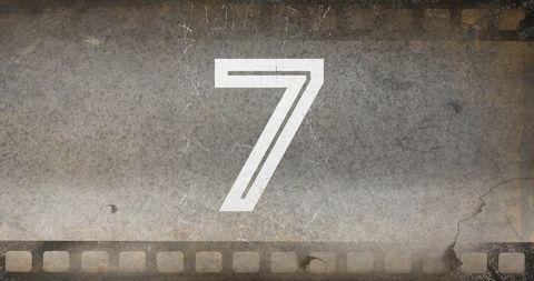 Vintage Film Countdown with Number Seven Display