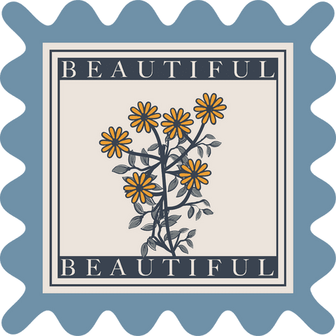 Botanical label with yellow daisy flowers on transparent background