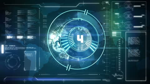 Futuristic HUD Interface with Countdown Elements for Technology