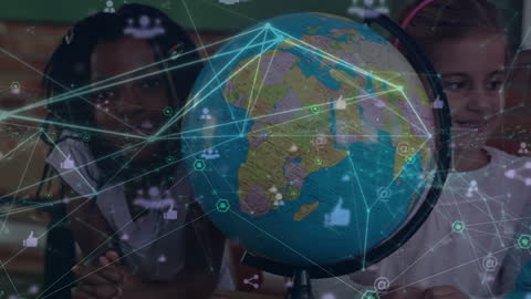 Digital Connections Over Students and Globe