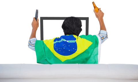 Football Fan Wrapped in Flag Cheering for Team Transparently