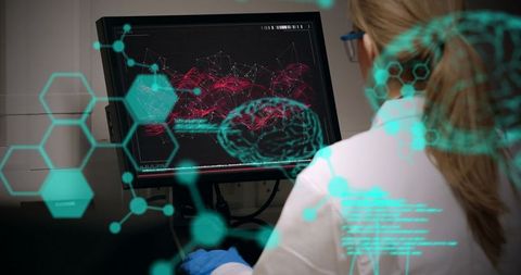 Female Scientist Analyzing Digital Brain Interface for Medical Research - Download Free Stock Images Pikwizard.com