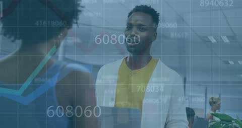 Analyzing Financial Data with Diverse Team in Modern Office