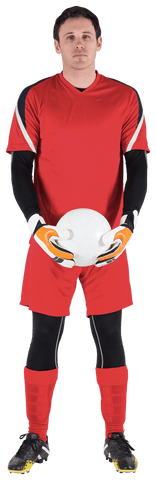 Sportsman Wearing Red Attire Holding Soccer Ball Transparent - Download Free Stock Videos Pikwizard.com