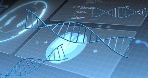 DNA Analysis Interface with Digital Blueprints and Bioinformatics Data - Download Free Stock Images Pikwizard.com