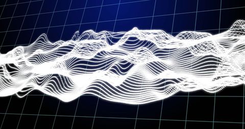 Dynamic Glowing Waves of Data on Dark Grid Background - Download Free Stock Images Pikwizard.com