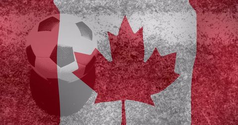 Canadian Flag Overlay on Soccer Ball with Grunge Effect