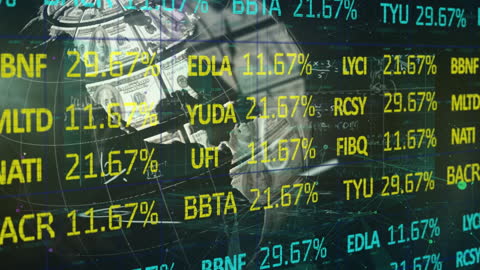 Digital Globe of Dollar Bills featuring Dynamic Market Dashboard