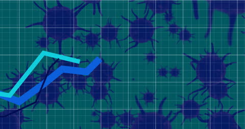 Digital Virus Cells Analyzed on Data Grid Background