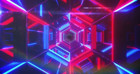 Futuristic Neon Hexagon Tunnel with Vibrant Colors