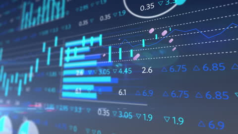 Financial Data Animation with Dynamic Purple Light Trails