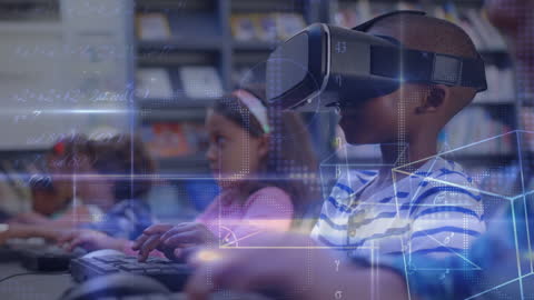 Schoolchildren Engaging with Virtual Reality in Classroom