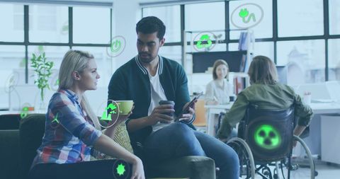 Eco-Conscious Business Team in Modern Office