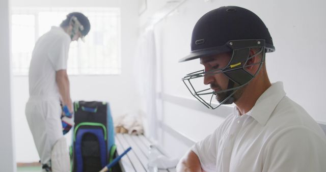 Cricketers Preparing in Locker Room - Download Free Stock Images Pikwizard.com