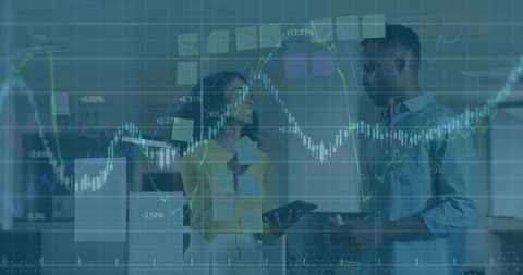 Two Professionals Analyzing Financial Data and Strategies