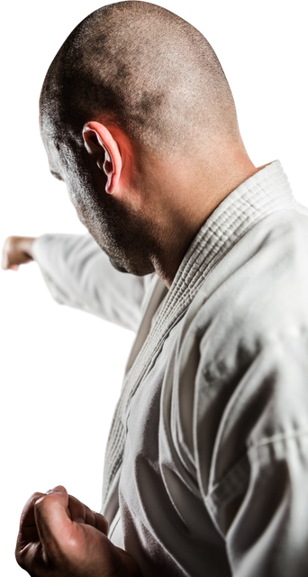 Bald Fighter Executing Powerful Karate Punch Transparent Background - Download Free Stock Videos Pikwizard.com