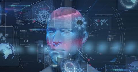 Futuristic Interface with Digital Human Head Model - Download Free Stock Images Pikwizard.com