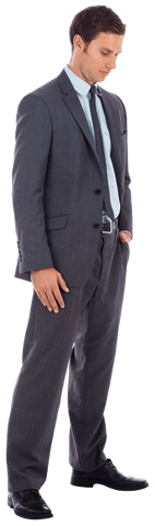 Transparent Businessman in Suit with Pensive Expression