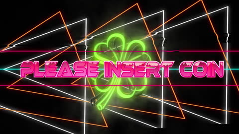 Retro Arcade Insert Coin Message with Neon Graphics