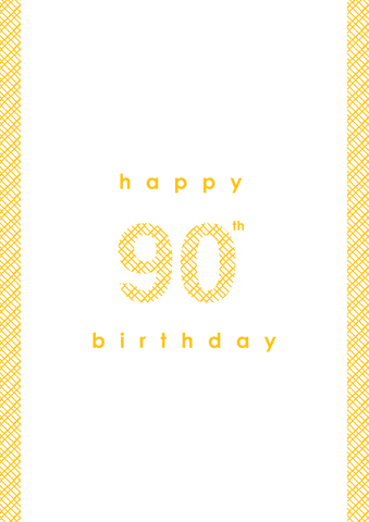 Happy 90th Birthday Celebration with Yellow Design on Transparent Background