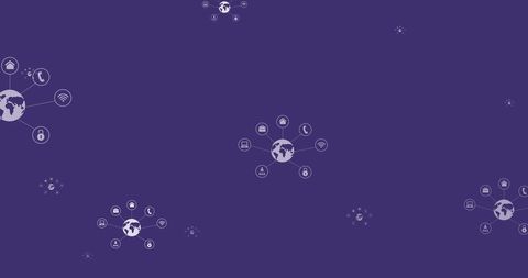 Global Network of Digital Icons on Purple Background - Download Free Stock Images Pikwizard.com
